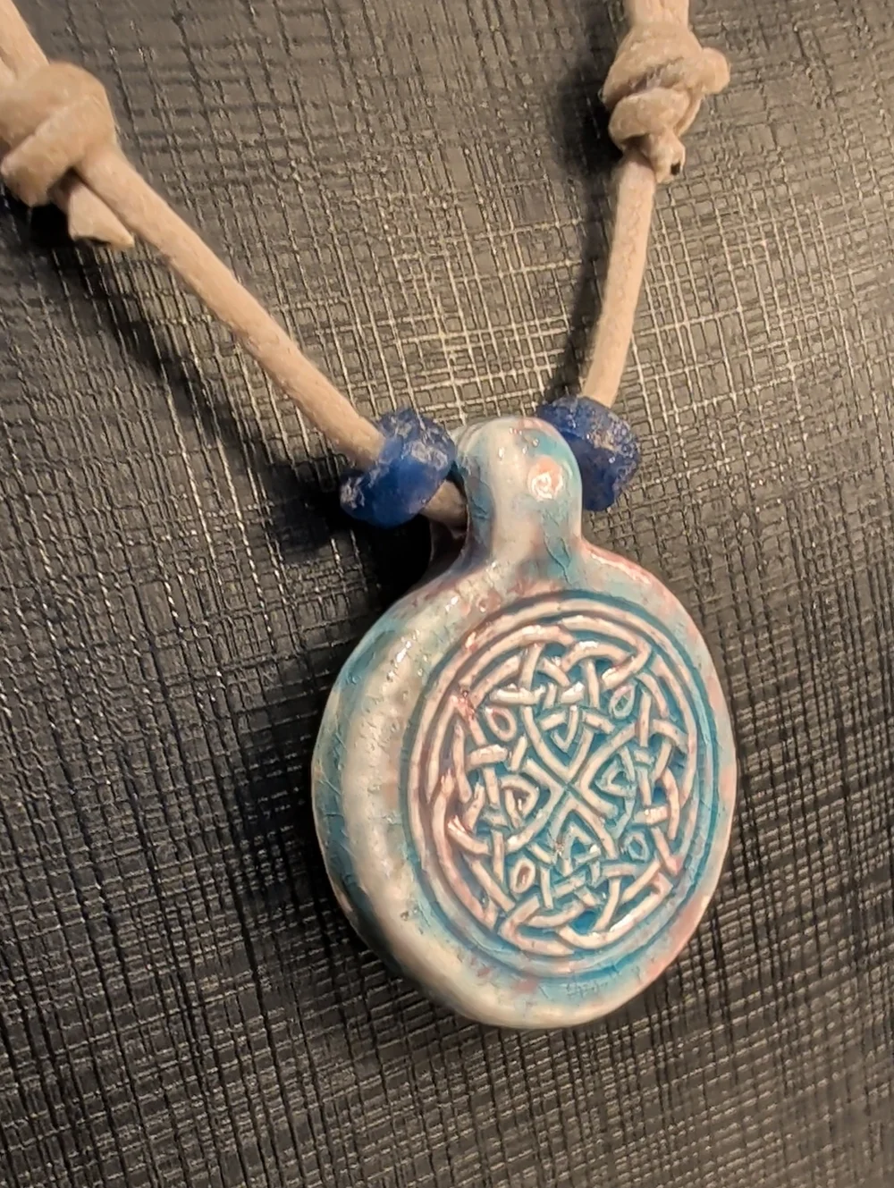 Handmade Celtic Eternity Knot Beaded Adjustable Cord Necklace
